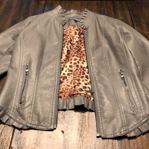 Lane Crawford Gray Leather Look Jacket - Small